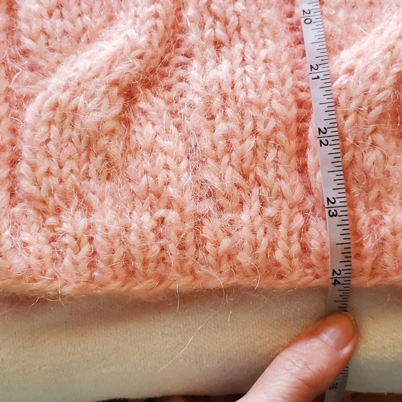 Vintage Handmade Cable Knit Light Pink Button-down Sz. L Sweater Cardigan - Picture 10 of 10